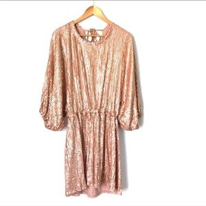 Show me your Mumu rose gold sequin tie back mini dress
